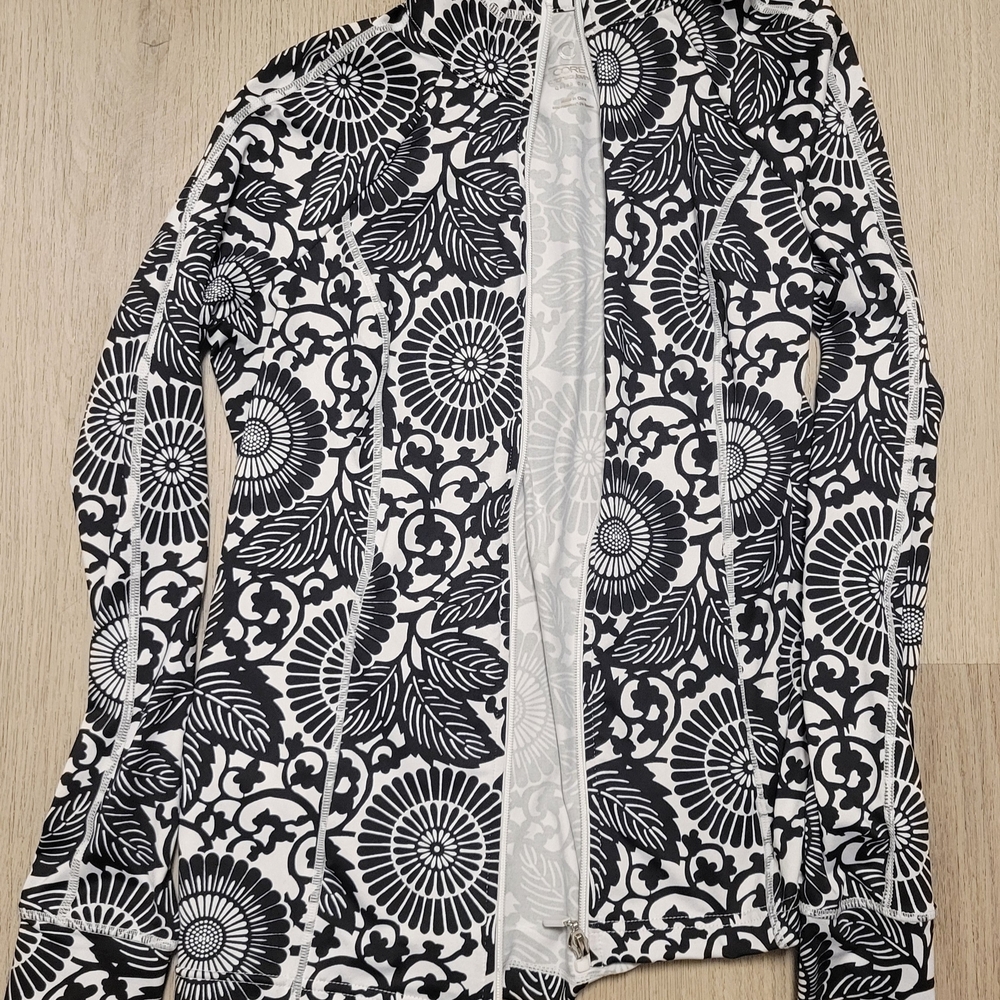 Women's CORE by Andrea Jovine Black and White Floral Athletic Quick Dry Jacket